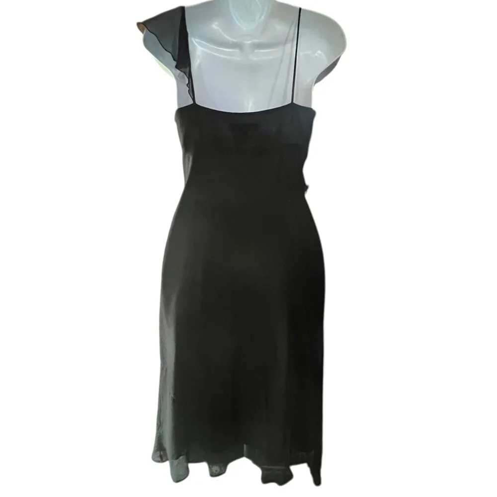 Banana Republic Womens Black Silk Chiffon Dress Size 4P - Picture 2 of 11